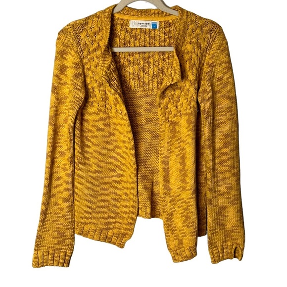 Anthropologie Sparrow Lodi Cardigan Mustard Yellow Tan Space Dye Size Small - Picture 2 of 12